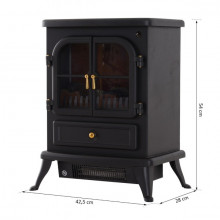 Chimenea eléctrica de pie 42,5x28x54cm negra...
