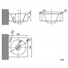 Lavabo mural cuadrado acero 14x30x30 NOFER