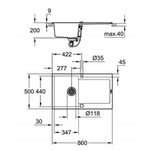 Fregadero con escurridor 86x50 gris granito K500 Grohe