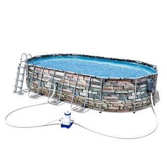 Piscina de aspecto piedra Power Steel Oval Comfort Jet Bestway