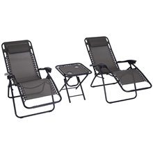 Conjunto de 2 tumbonas y 1 mesa en gris Outsunny