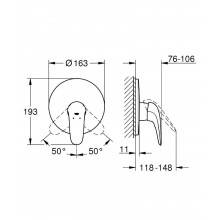 Grifo empotrado de ducha de palanca sólida Grohe Eurostyle