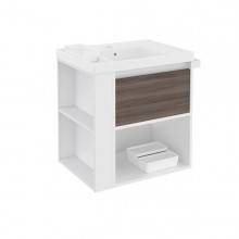 Mueble con lavabo resina 60cm Blanco-Fresno/Blanco B-Smart BATH+