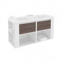 Mueble con lavabos resina 120cm Blanco-Fresno/Blanco B-Smart BATH+