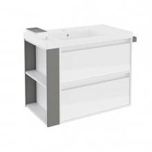 Mueble con lavabo resina 80cm Blanco/Gris 2 cajones B-Smart BATH+