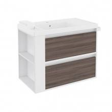 Mueble con lavabo resina 80cm Blanco-Fresno/Blanco 2 cajones B-Smart BATH+