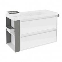 Mueble con lavabo resina 100cm Blanco/Gris 2 cajones B-Smart BATH+