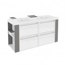 Mueble con lavabos resina 120cm Blanco/Gris 4 cajones B-Smart BATH+