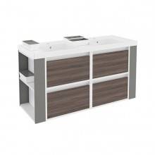 Mueble 120cm Fresno-Blanco/Gris de 4 cajones Bath+ B-Smart