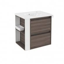 Mueble con lavabo porcelana 60cm Fresno/Blanco 2 cajones B-Smart BATH+