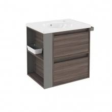 Mueble con lavabo porcelana 60cm Fresno/Gris 2 cajones B-Smart BATH+