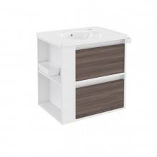 Mueble con lavabo porcelana 60cm Blanco-Fresno/Blanco 2 cajones B-Smart BATH+