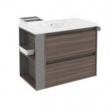 Mueble con lavabo porcelana 80cm Fresno/Gris 2 cajones B-Smart BATH+