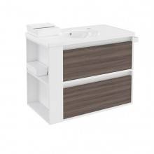 Mueble con lavabo porcelana 80cm Blanco-Fresno/Blanco 2 cajones B-Smart BATH+