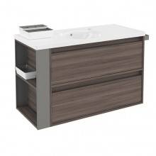 Mueble con lavabo porcelana 100cm Fresno/Gris 2 cajones B-Smart BATH+
