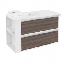 Mueble con lavabo porcelana 100cm Blanco-Fresno/Blanco 2 cajones B-Smart BATH+