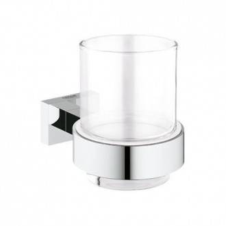 Soporte con Vaso de cristal Essentials Cube Grohe