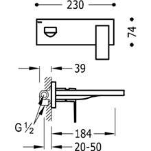 Grifería mural 18,5 cm CUADRO-TRES
