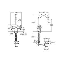 Grifo de lavabo bimando Loft Roca