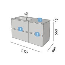 Mueble 60+40 cm 2 cajones SALGAR FUSSION LINE