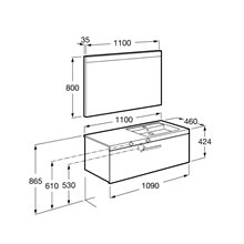 Pack mueble 110cm un cajón gris antracita Prisma Roca