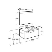 Pack mueble 90cm un cajón blanco brillo Prisma Roca