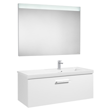 Pack mueble 90cm un cajón blanco brillo Prisma Roca