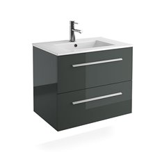 Mueble 71cm Gris Brillo 2 cajones FUSSION CHROME SALGAR