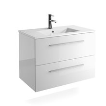 Mueble 81cm Blanco Brillo 2 cajones FUSSION CHROME SALGAR