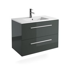 Mueble 81cm Gris Brillo 2 cajones FUSSION CHROME SALGAR