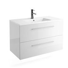 Mueble 91cm Blanco Brillo 2 cajones FUSSION CHROME SALGAR