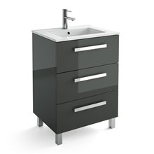 Mueble 61cm Gris Brillo 3 cajones FUSSION CHROME SALGAR