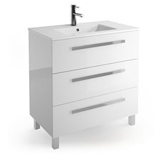 Mueble 81cm Blanco Brillo 3 cajones FUSSION CHROME SALGAR