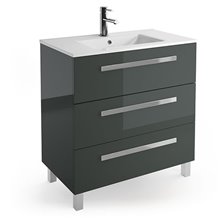 Mueble 81cm Gris Brillo 3 cajones FUSSION CHROME SALGAR