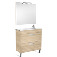 Pack mueble roble 80cm compacto 2 cajones Debba Roca