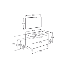 Pack mueble gris 80cm 2 cajones Debba Roca