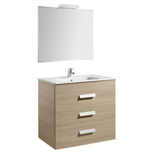 Pack mueble roble 80cm 3 cajones Debba Roca