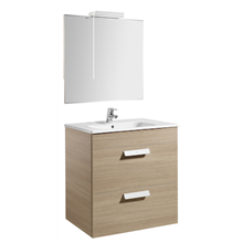 Pack mueble roble 70cm 2 cajones Debba Roca