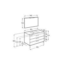 Pack mueble roble 60cm 3 cajones Debba Roca