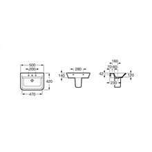 Lavabo semipedestal The Gap 50x42cm Roca