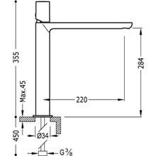 Grifo de lavabo Max-Tres caño extralargo horizontal con volante