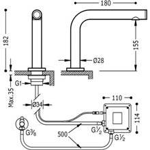 Grifo de lavabo Max-Tres TOUCH ECO mezclador caño medio