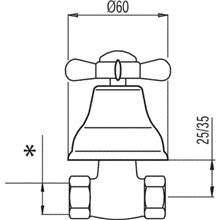 Llave de paso de 1/2" Retro-Tres agua caliente