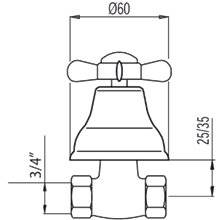 Llave de paso de 3/4" Retro-Tres agua fría
