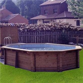 Piscina K2O octogonal de madera maciza 488x317x128 cm