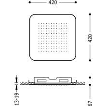 Rociador ducha empotrado a techo INOX cuadrado 42x42 TRES