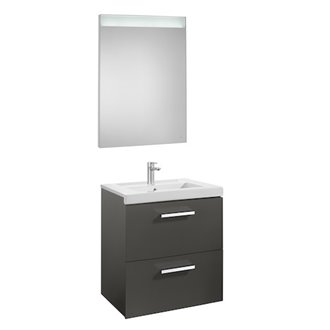 Pack mueble 60cm dos cajones gris Prisma Roca