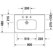 Lavabo asimétrico izq para mueble 80 rebosadero...