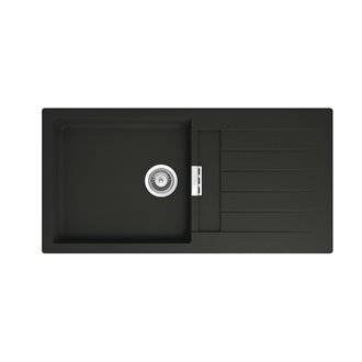 Fregadero negro una cubeta con escurridor 100 Oslo QUARZEX&reg; Roca