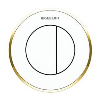 Pulsador Geberit10 Blanco-Dorado cisterna 8 cm